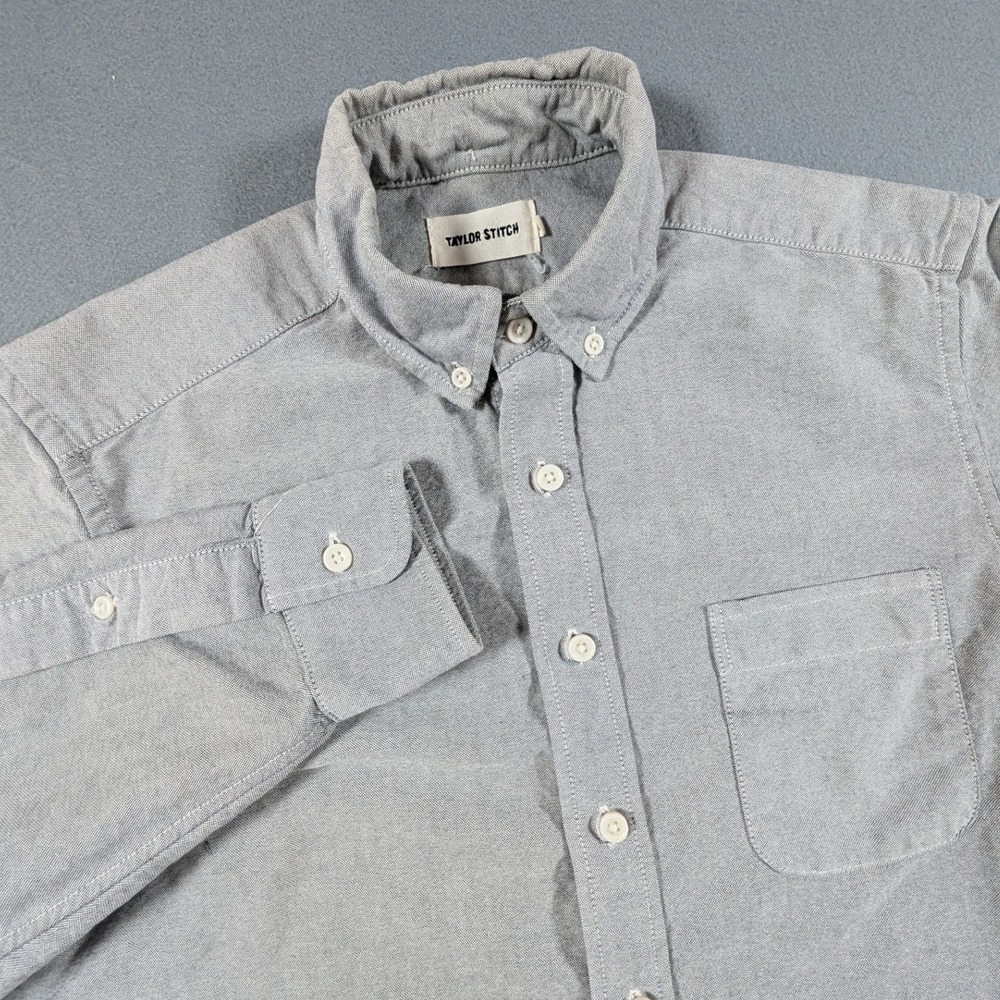 Taylor Stitch Oxford Shirt Mens 38 Small Gray Long Sleeve Button Down Jack